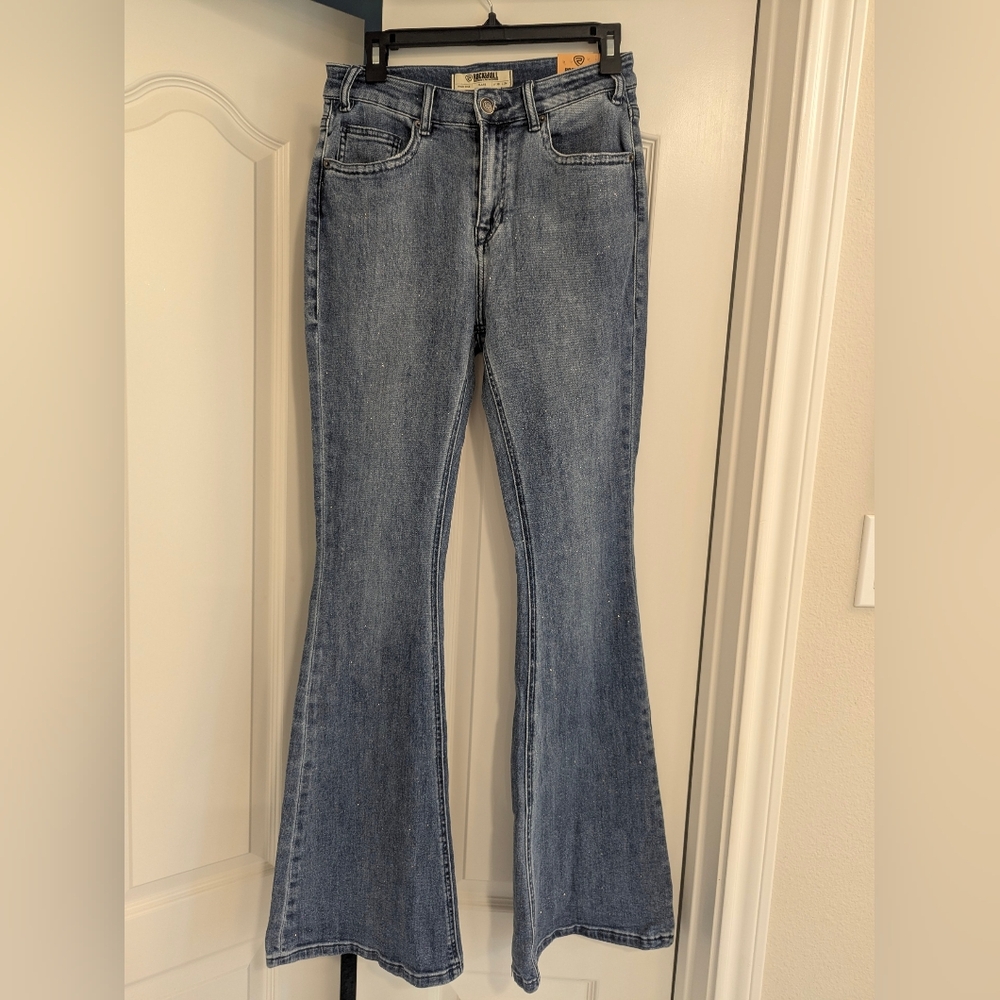 Rock& Roll Glitter Denim Blue Flare Wide Leg Jeans W29 L34 NWT